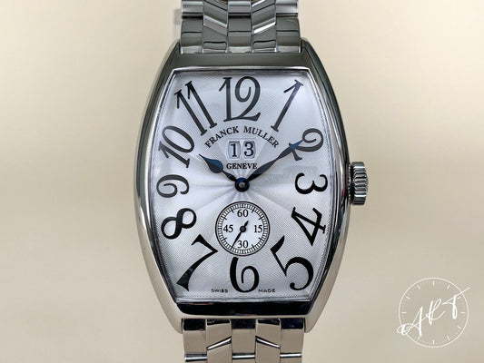Franck Muller Cintree Curvex Big Date Silver Dial SS Auto Watch 6850 S6 GG w/ BP