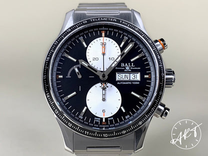 Ball Fireman Storm Chaser Pro Chrono Reverse Panda Dial SS Watch w/ Paper