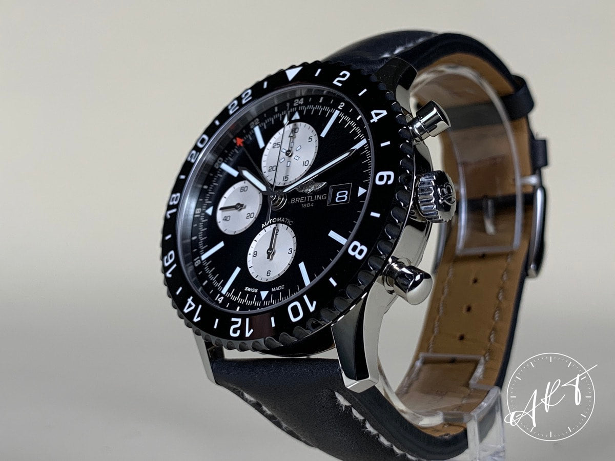 NEW Breitling Chronoliner Black Dial SS Auto Pilot Watch Y24310 w/ B&P