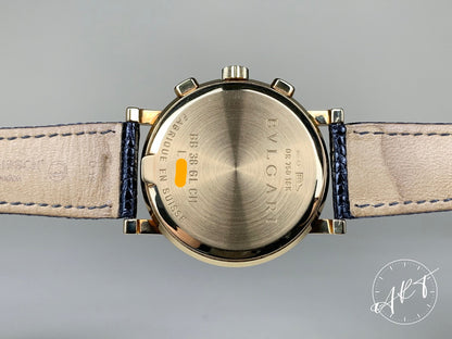 Bvlgari BB 38 GL CH Chrono Gold & White Dial 18K Gold Auto Watch w/ Box & Manual