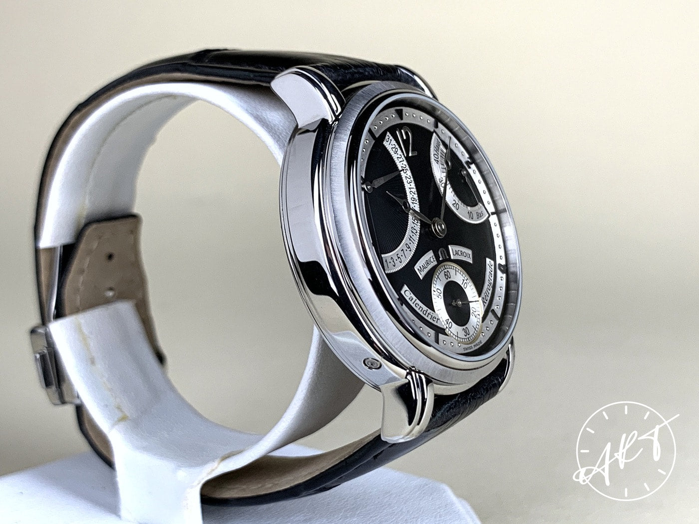 Maurice Lacroix Masterpiece Retrograde Retrograde Black Dial SS Watch MP7068 BP
