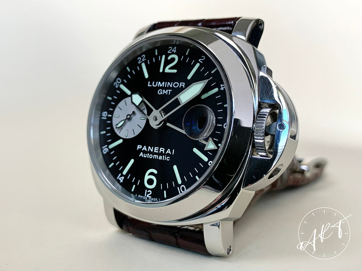 2002 Panerai PAM 88 Luminor GMT Black Dial Acciaio Auto Diver Watch PAM00088 BP