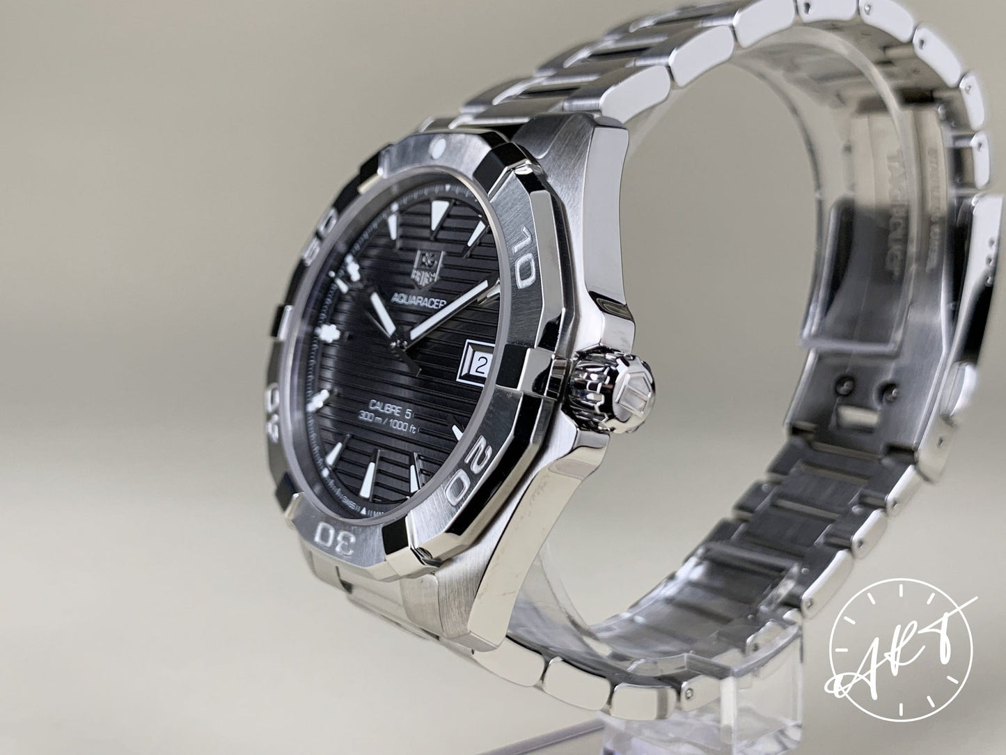 Tag Heuer Aquaracer Cal 5 Gray Guilloche Dial SS Auto Diver Watch WAY2113