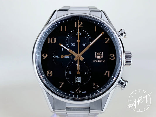 Tag Heuer Carrera Chronograph Black Dial SS Auto Watch CAR2014 w/ Box