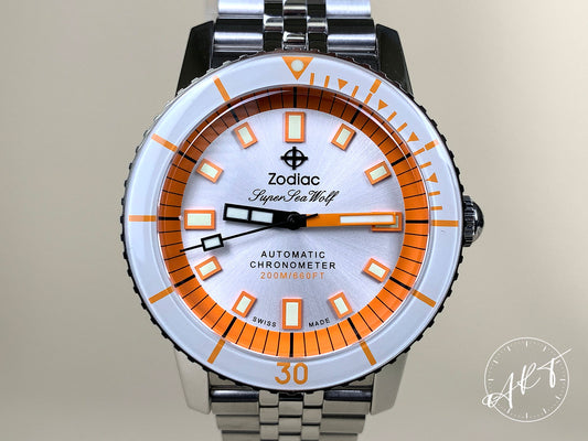 NEW Zodiac Super Sea Wolf Silver Dial SS Auto Ltd Ed Diver Watch ZO9268 w/ B&P