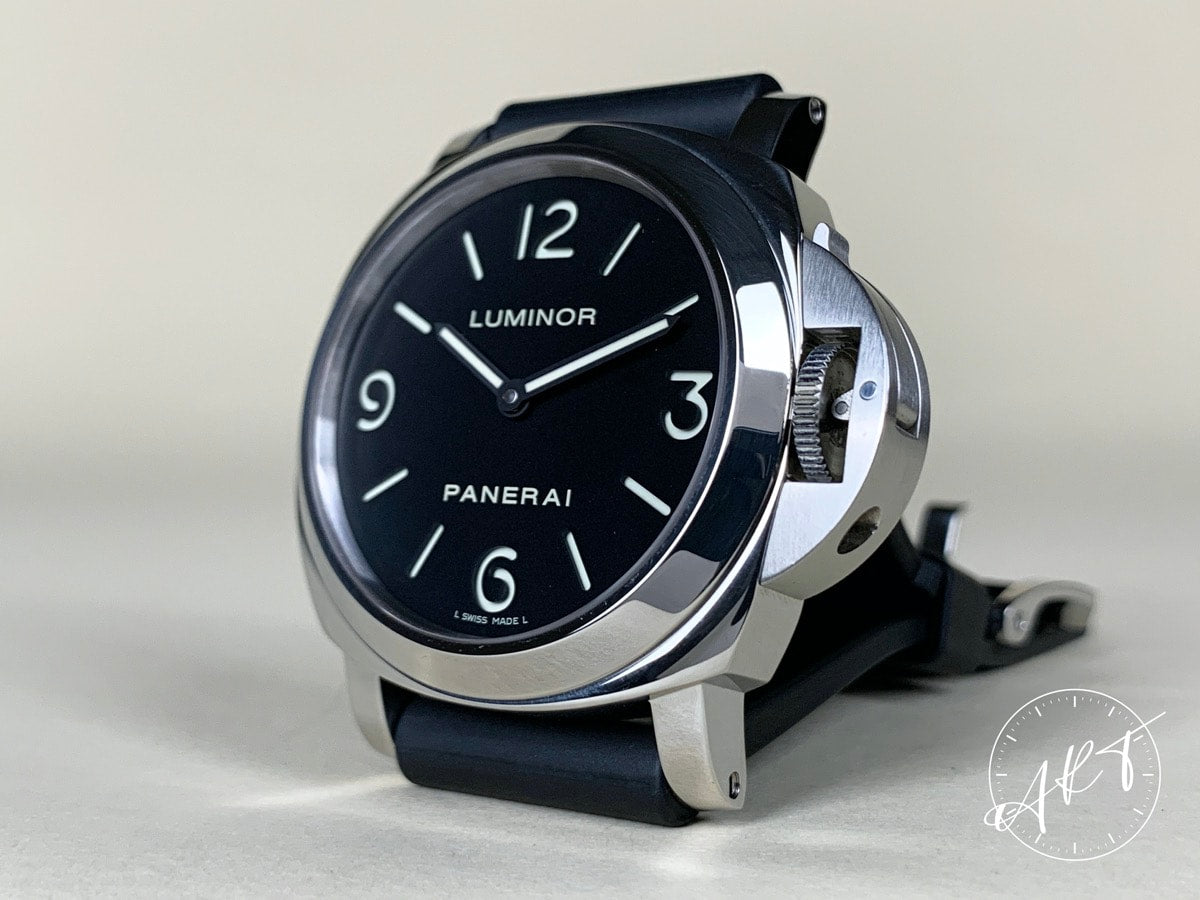 2012 Panerai PAM 112 Luminor Base Black Dial SS Manual Diver Watch PAM00112 BP