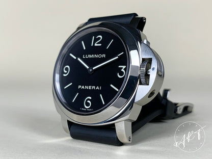 2012 Panerai PAM 112 Luminor Base Black Dial SS Manual Diver Watch PAM00112 BP