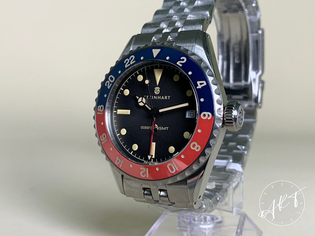 NEW Steinhart Ocean 39 Vintage GMT Black Dial SS Hong Kong Ltd Diver Watch BP