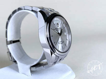 Tudor Glamour Day-Date Silver Dial Stainless Steel Automatic Watch 56000 w/ Box