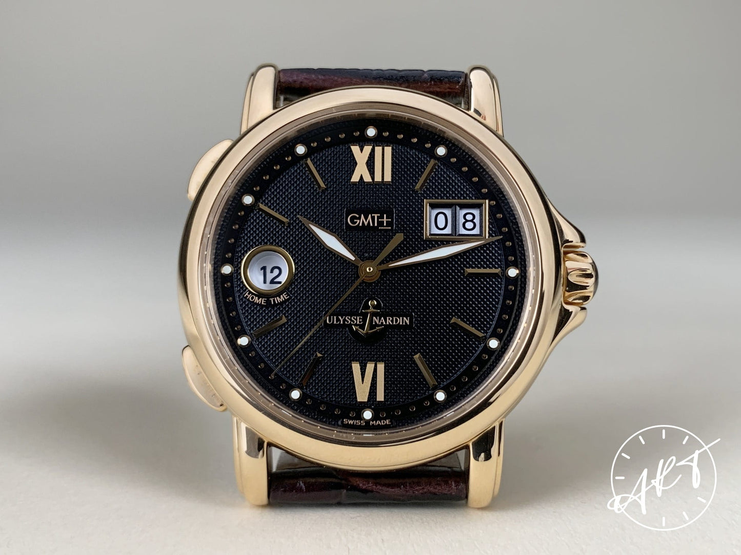 Ulysse Nardin San Marco GMT Big Date Black Dial 18K RG Auto Watch 226-87/382