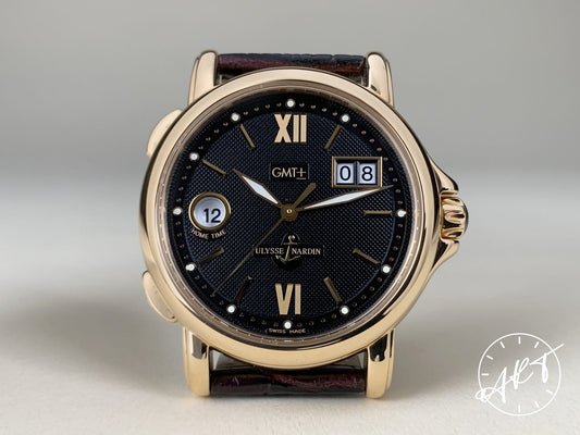 Ulysse Nardin San Marco GMT Big Date Black Dial 18K RG Auto Watch 226-87/382