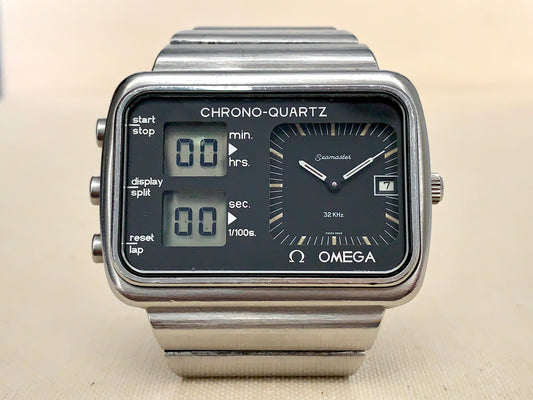 Vintage 1970s Omega Seamaster Gorgeous Patina Chrono-Quartz Watch 396.0839