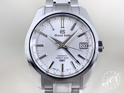 Grand Seiko Heritage GMT Hi-Beat Silver Dial SS Mount Iwate Watch SBGJ201 BP