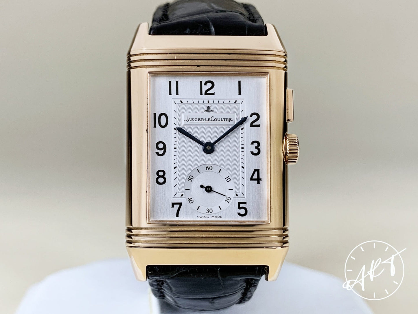 Jaeger-LeCoultre Reverso Duo GMT Black & Silver Dial 18K RG Watch Q2712410 BP