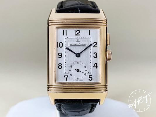 Jaeger-LeCoultre Reverso Duo GMT Black & Silver Dial 18K RG Watch Q2712410 BP
