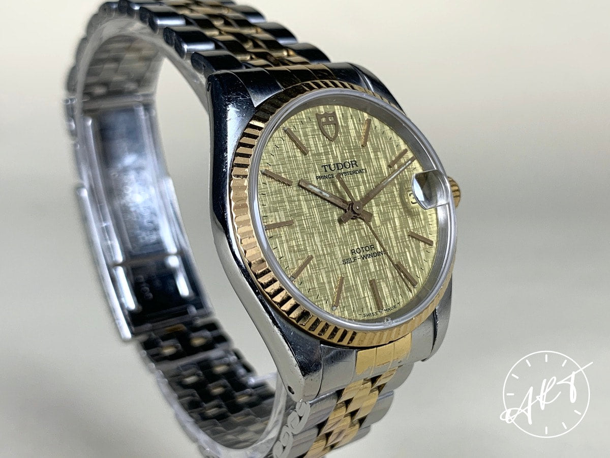 1995 Tudor Prince Date Champagne Linen Dial Gold Plated & SS Watch 72033