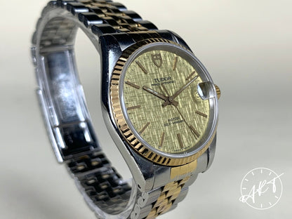 1995 Tudor Prince Date Champagne Linen Dial Gold Plated & SS Watch 72033