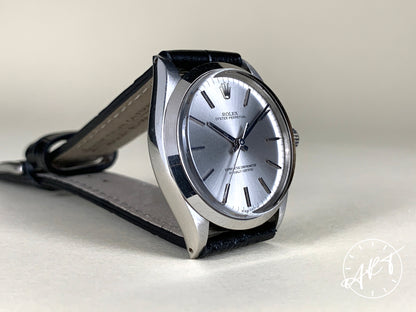 1972 Rolex Oyster Perpetual 34 Silver Sigma Dial SS Auto Watch 1002 w/ Paper