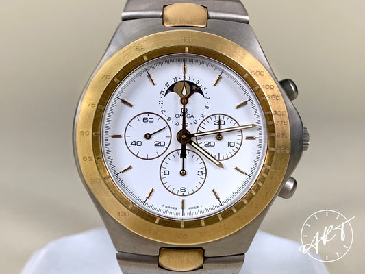 Vintage 1986 Omega Speedmaster Moonphase 18K Gold & Titanium Pilot Watch TA 345.0810
