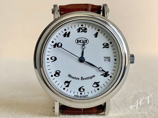 NOS IGJ Montre Erotique White Dial Stainless Steel Auto Ltd Ed Watch in FULL SET