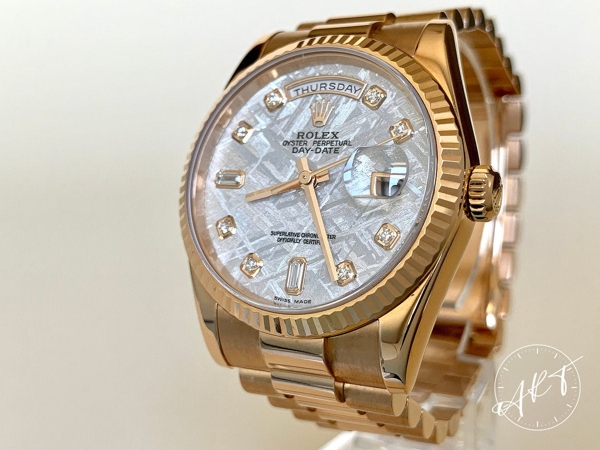 Rolex Day-Date President Meteorite & Diamond Everose Gold Watch 118235 BP