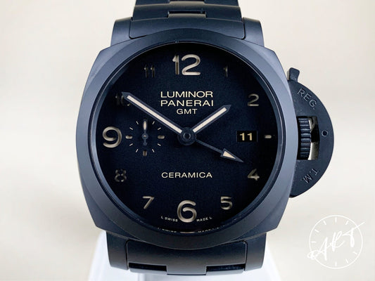 Panerai PAM 438 Luminor 1950 O Serial GMT Black Ceramic Diver Watch PAM00438 BP