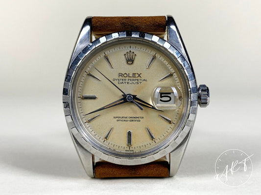 1959 Rolex Oyster Perpetual Datejust Cream Tropical Dial SS Watch 6605 w/ Paper