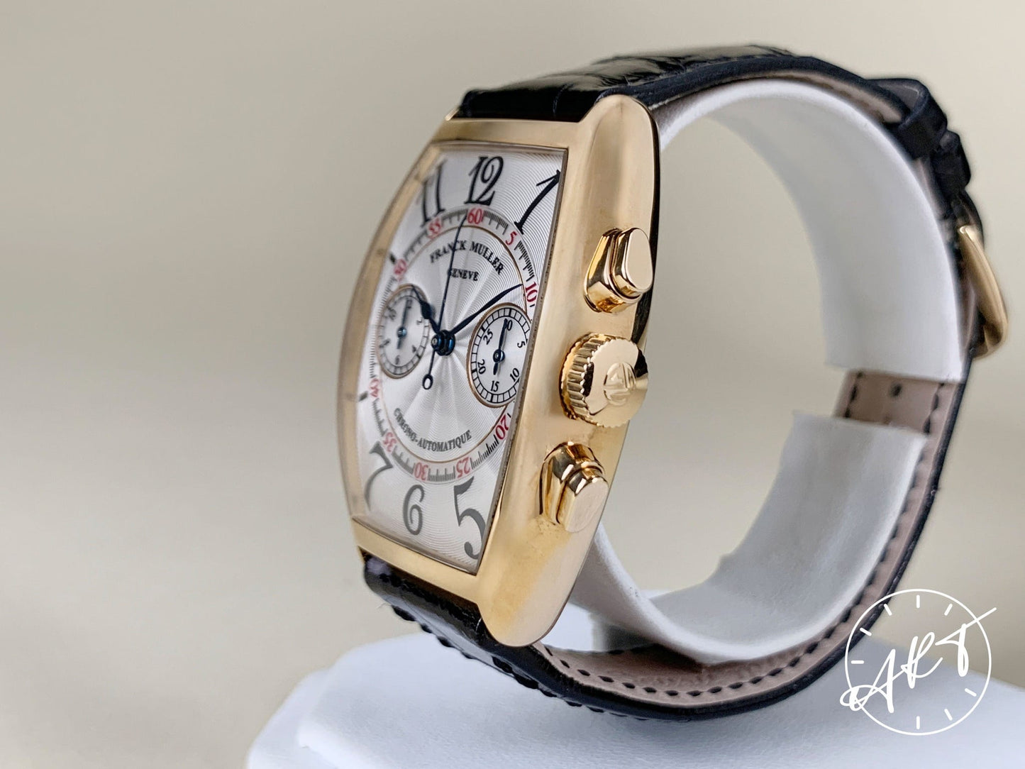 Franck Muller Cintrée Curvex Chrono Silver Dial 18K RG Watch 5850 CC A w/ Box
