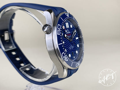 Omega Seamaster 300 Master Co-Axial Blue Dial SS Auto Diver Watch w/ B&P