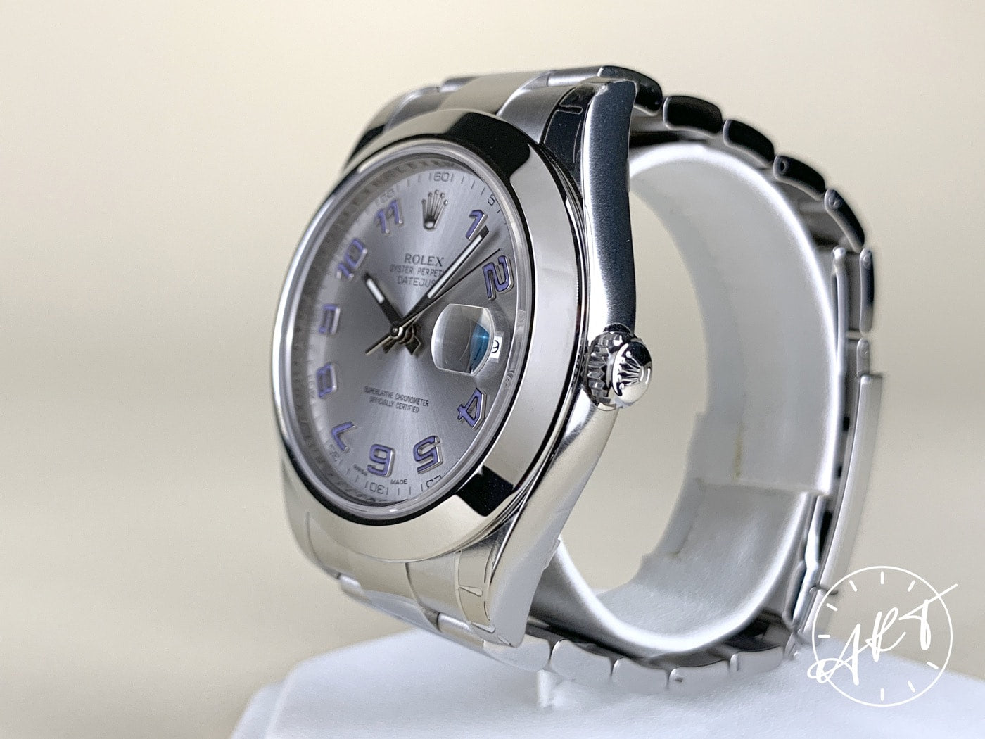 2012 Rolex Datejust II Silver Purple Arabic Dial SS Watch 116300 BP