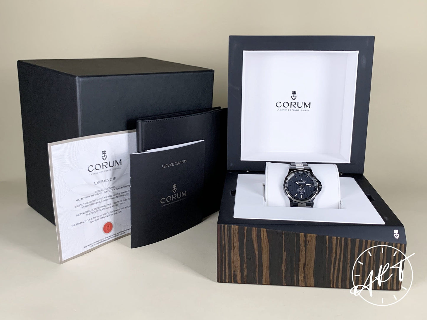 Corum Admiral's Cup Legend 42 Blue Dial Black PVD 300 Pcs Ltd Watch w/Box