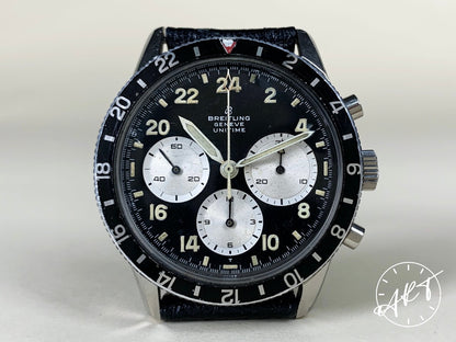 1969 Breitling Top Time Chrono Reverse Panda 24H Dial Pilot Watch 1765 *USED BY MILITARY*