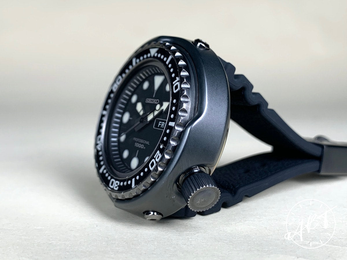 Seiko Prospex Marinemaster Darth Tuna DLC Titanium Quartz Watch SBBN013 BP
