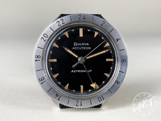 1967 Accutron Astronaut 214 Black Dial GORGEOUS PATINA SS Tuning Fork Watch