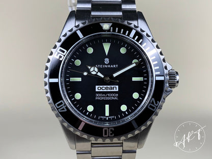 NEW Steinhart Ocean One Vintage Black Dial “Comex” SS Auto SE Diver Watch w/ B&P