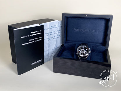 NEW Pierre DeRoche Grandcliff GMT Black & Silver Dial SS Auto Watch w/ B&P