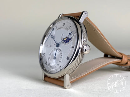 Breguet Classique Moonphase Silver Dial 18K WG Auto Watch 7137BB w/ Paper