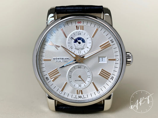 NEW Montblanc Star 4810 Dual Time Silver Dial SS Auto Watch 114857 w/ B&P