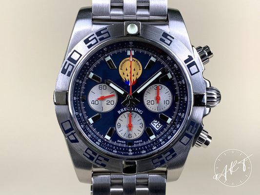 Breitling Chronomat 44 Patrouille de France Blue & Silver Dial Ltd Military Watch BP