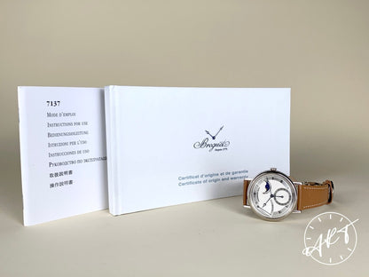 Breguet Classique Moonphase Silver Dial 18K WG Auto Watch 7137BB w/ Paper