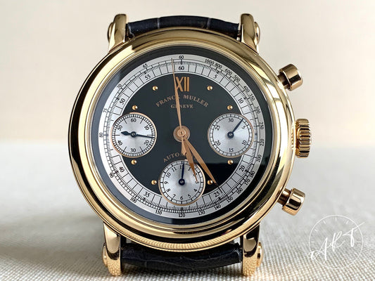 Franck Muller Ronde Chronograph Black Dial 18K Gold Automatic Watch 7000 CC