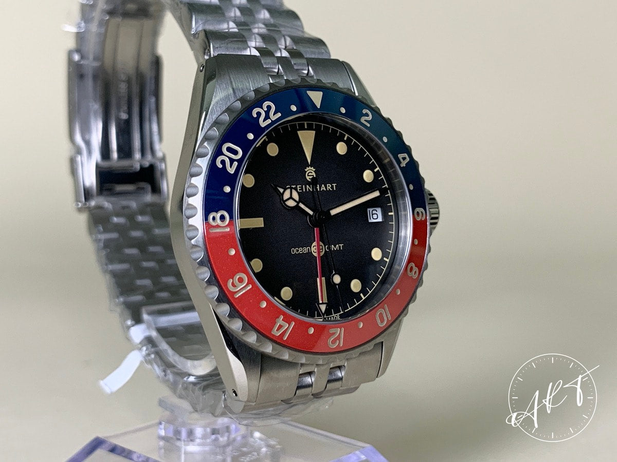 NEW Steinhart Ocean 39 Vintage GMT Black Dial SS Hong Kong Ltd Diver Watch BP