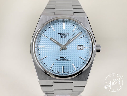 NEW Tissot PRX Powermatic 80 Ice Blue Dial SS Auto Diver Watch w/ B&P