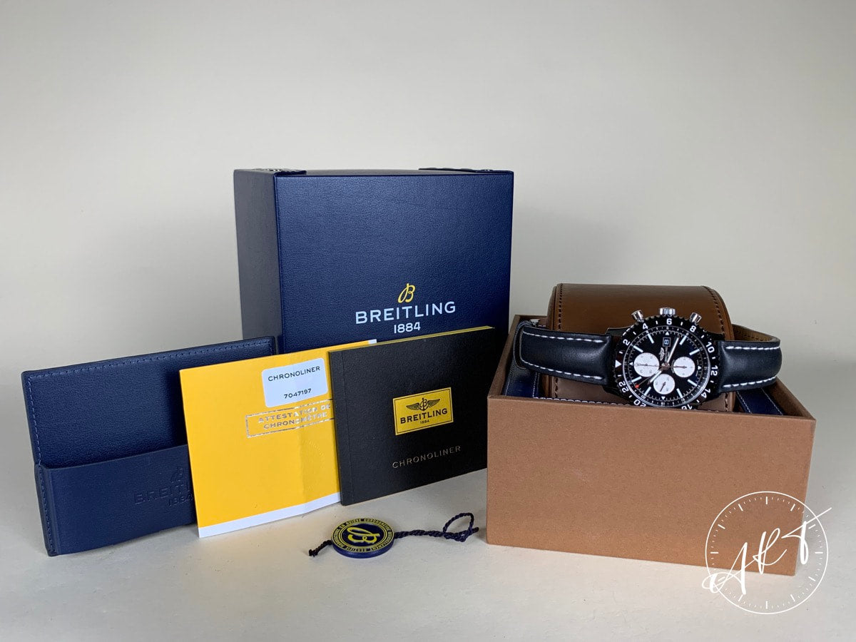 NEW Breitling Chronoliner Black Dial SS Auto Pilot Watch Y24310 w/ B&P