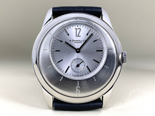 Alfred Dunhill x Centric 8045 Silver Dial SS Manual Watch • Black Leather Strap