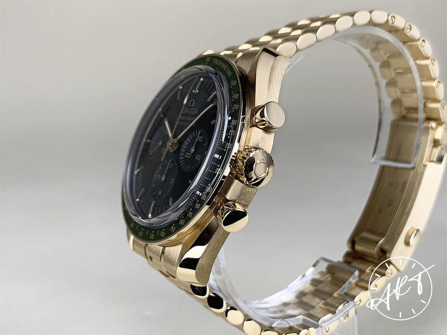 Omega Speedmaster Professional Chrono Green Dial Moonshine Gold Manual Watch BP