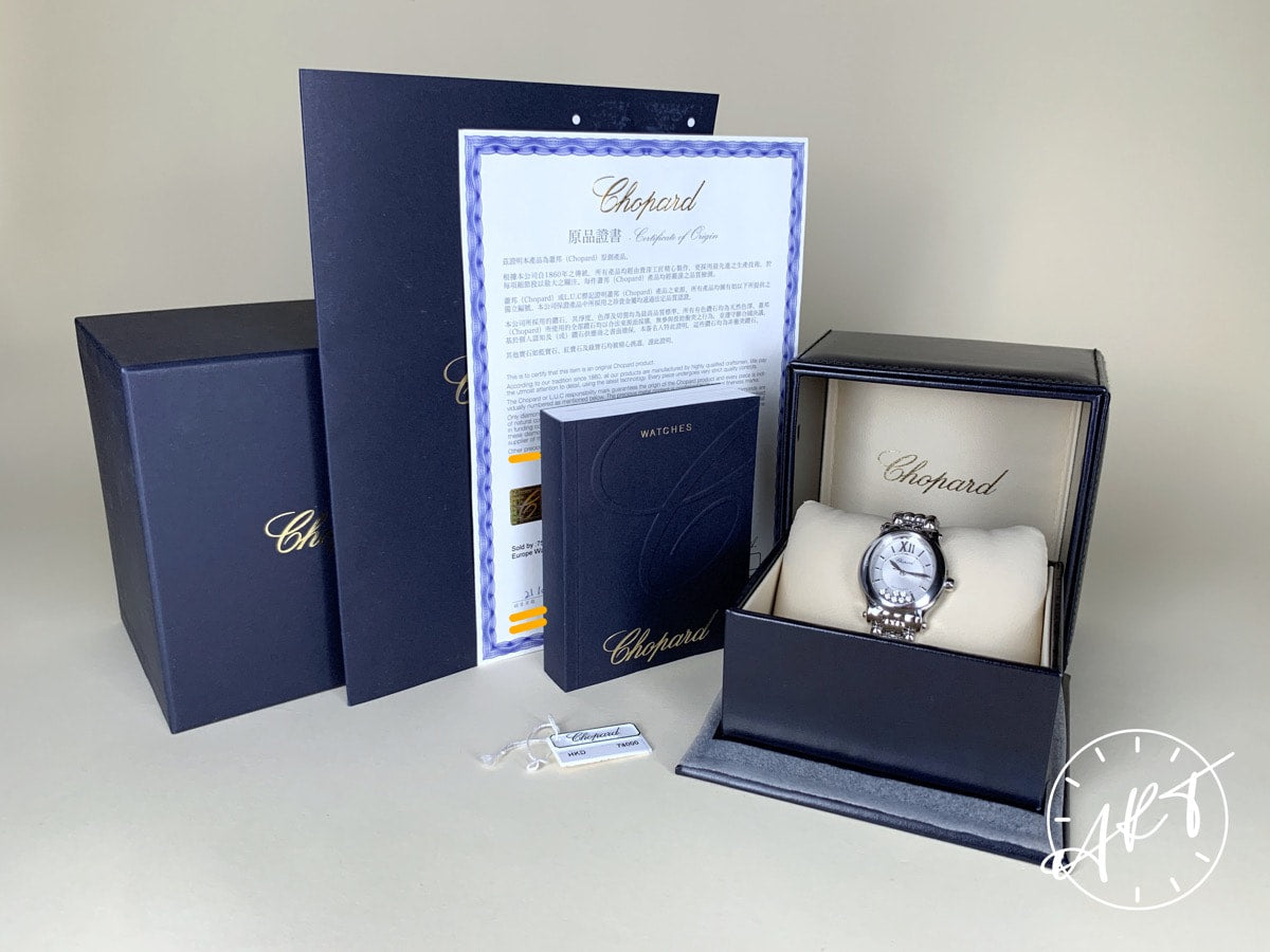 NEW Chopard Happy Sport Silver Dial Oval 7 Diamonds Ladies Watch 278602-3002 BP
