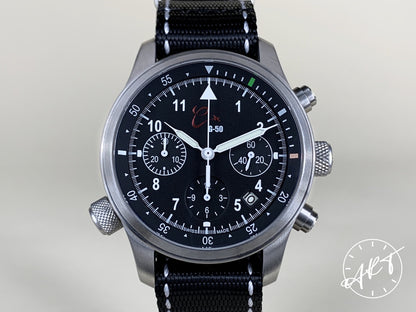 Orologi Calamai G50 Black Chrono Black Dial SS Auto Ltd Military Watch w/ B&P