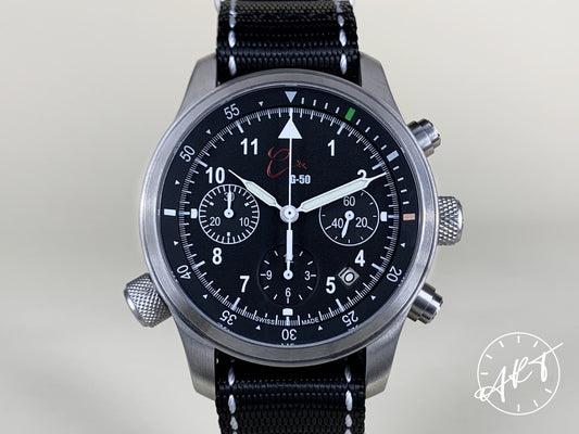 Orologi Calamai G50 Black Chrono Black Dial SS Auto Ltd Military Watch w/ B&P
