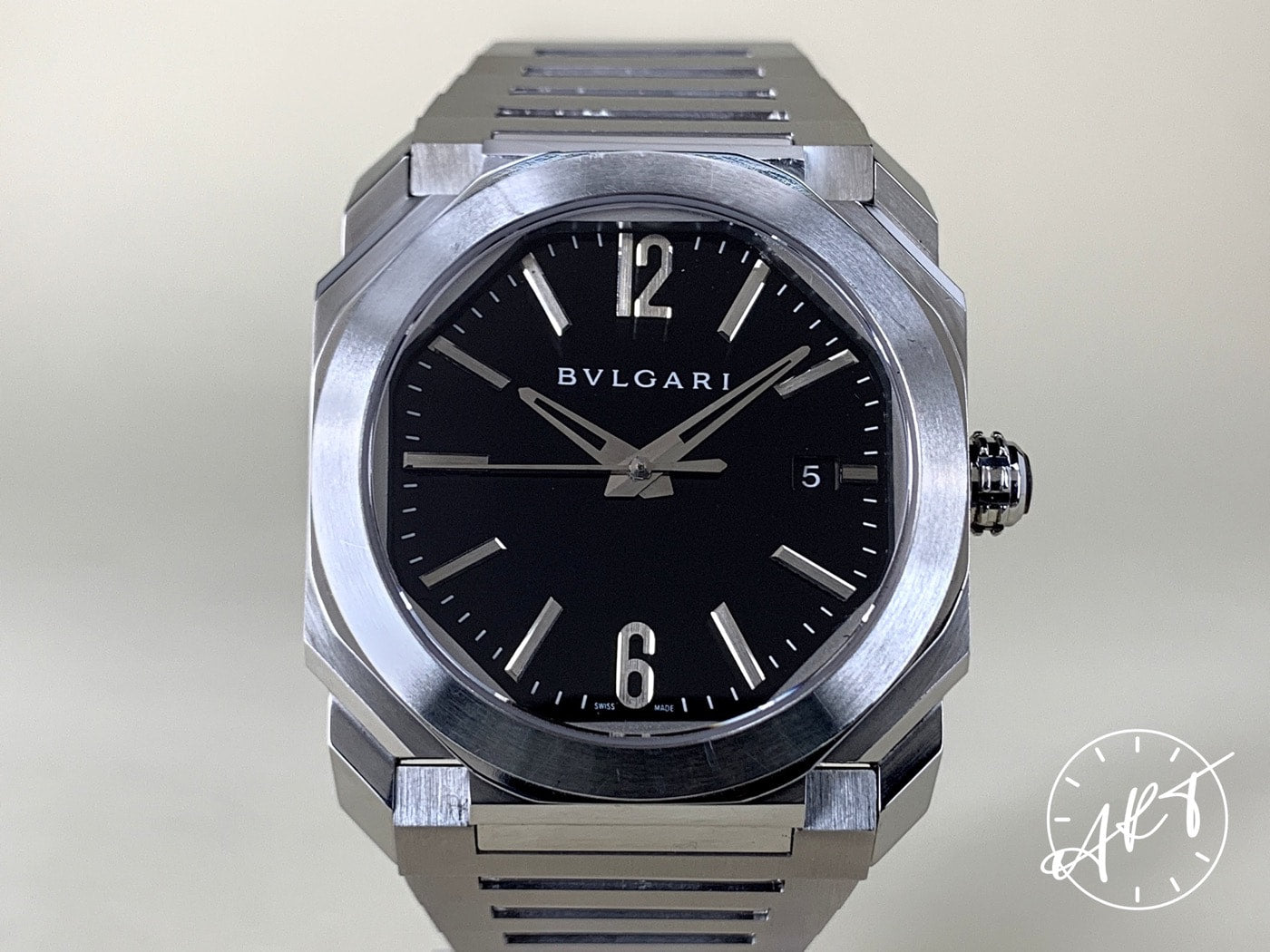 Bvlgari Octo Solotempo Black Dial Stainless Steel Auto Watch BGO 38 S w/ B&P